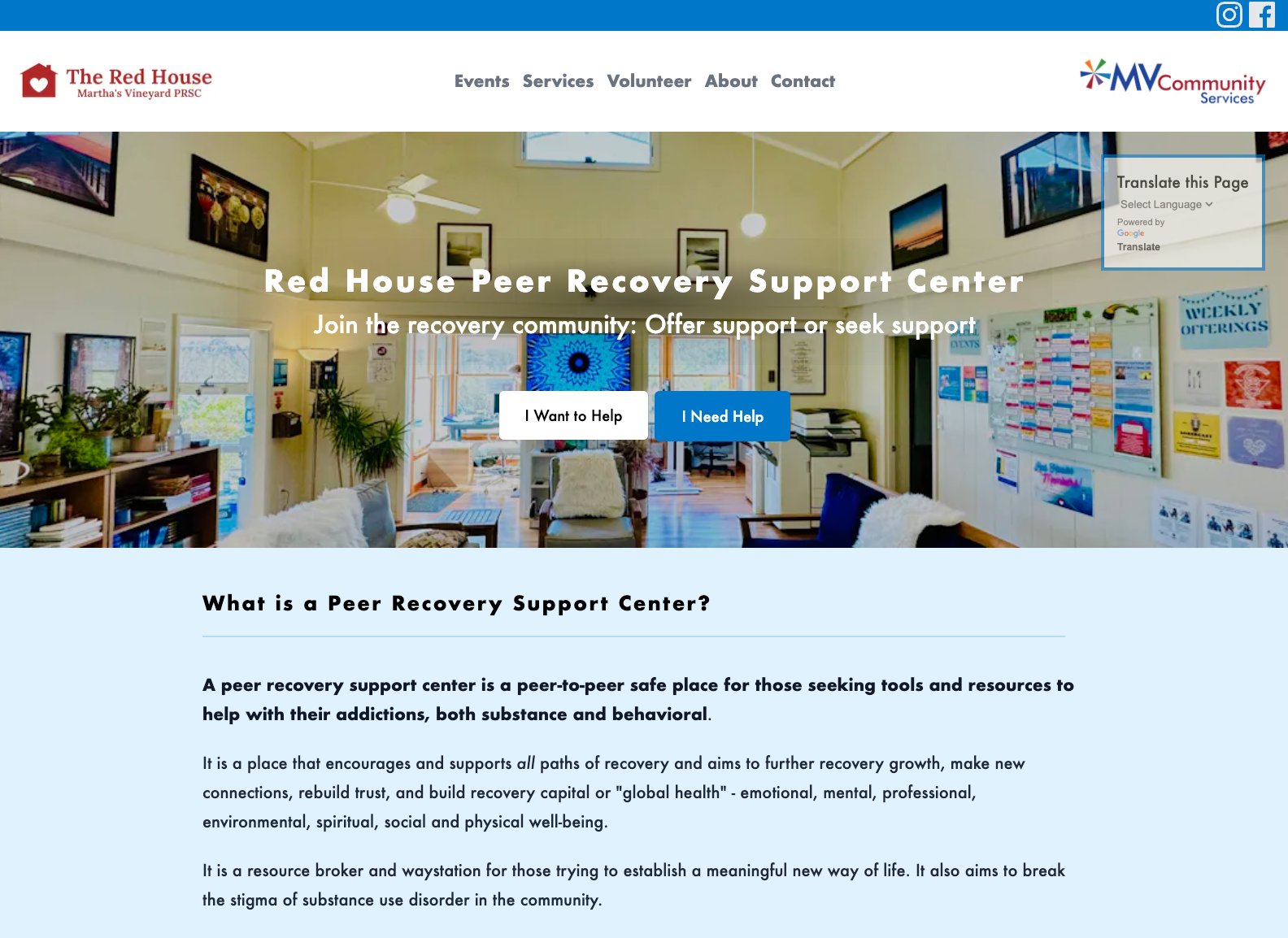 Sound Data Solutions client Red House Peer Recovery Support Center